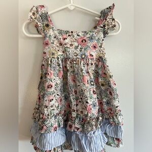 Bonnie Baby Floral Dress with Pink and Blue Accents